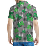 Shamrocks Houndstooth Pattern Print Men's Polo Shirt