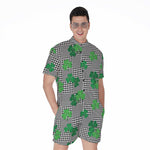 Shamrocks Houndstooth Pattern Print Men's Rompers