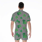 Shamrocks Houndstooth Pattern Print Men's Rompers