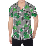 Shamrocks Houndstooth Pattern Print Men's Shirt