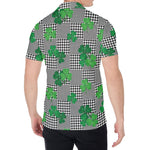Shamrocks Houndstooth Pattern Print Men's Shirt
