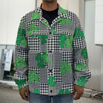 Shamrocks Houndstooth Pattern Print Men's Shirt Jacket
