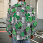 Shamrocks Houndstooth Pattern Print Men's Shirt Jacket
