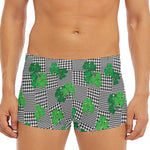 Shamrocks Houndstooth Pattern Print Men's Short Boxer Briefs