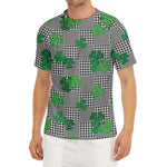 Shamrocks Houndstooth Pattern Print Men's Short Sleeve Rash Guard