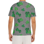 Shamrocks Houndstooth Pattern Print Men's Short Sleeve Rash Guard