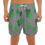Shamrocks Houndstooth Pattern Print Men's Split Running Shorts
