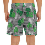 Shamrocks Houndstooth Pattern Print Men's Split Running Shorts