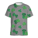 Shamrocks Houndstooth Pattern Print Men's Sports T-Shirt