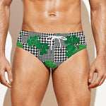 Shamrocks Houndstooth Pattern Print Men's Swim Briefs