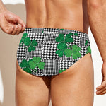 Shamrocks Houndstooth Pattern Print Men's Swim Briefs