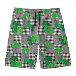 Shamrocks Houndstooth Pattern Print Men's Swim Trunks