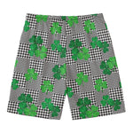 Shamrocks Houndstooth Pattern Print Men's Swim Trunks