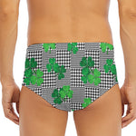 Shamrocks Houndstooth Pattern Print Men's Triangle Swim Briefs