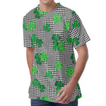 Shamrocks Houndstooth Pattern Print Men's Velvet T-Shirt