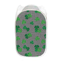 Shamrocks Houndstooth Pattern Print Mesh Laundry Hamper