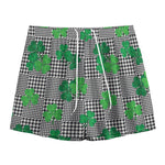 Shamrocks Houndstooth Pattern Print Mesh Shorts