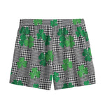 Shamrocks Houndstooth Pattern Print Mesh Shorts