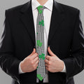 Shamrocks Houndstooth Pattern Print Necktie