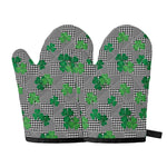 Shamrocks Houndstooth Pattern Print Oven Mitts