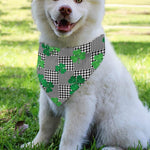 Shamrocks Houndstooth Pattern Print Over The Collar Dog Bandana
