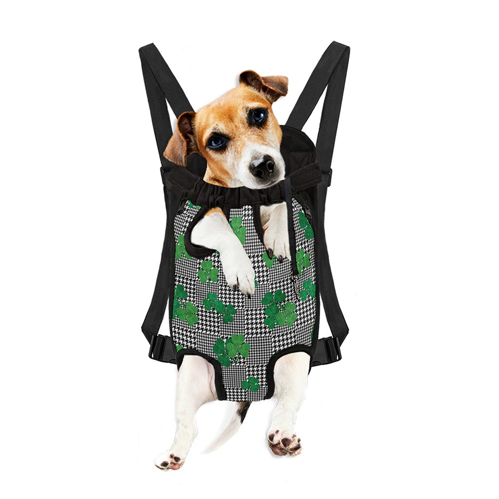 Shamrocks Houndstooth Pattern Print Pet Carrier Backpack