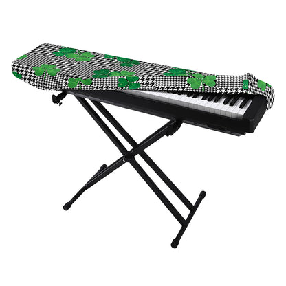 Shamrocks Houndstooth Pattern Print Piano Keyboard Cover