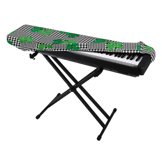 Shamrocks Houndstooth Pattern Print Piano Keyboard Cover