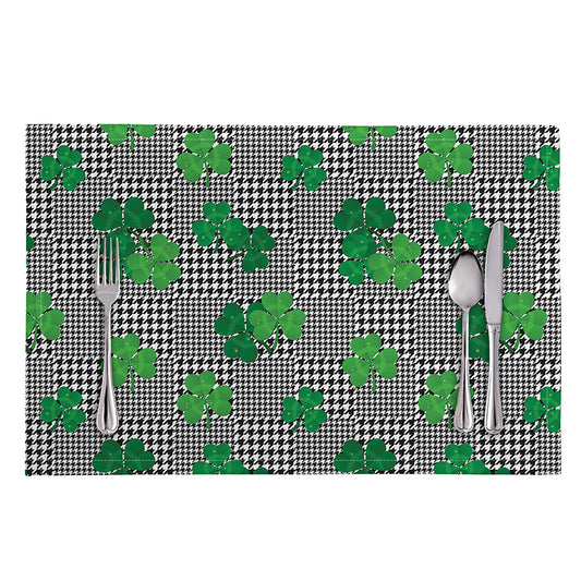 Shamrocks Houndstooth Pattern Print Placemat