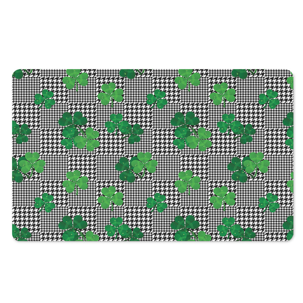 Shamrocks Houndstooth Pattern Print Polyester Doormat