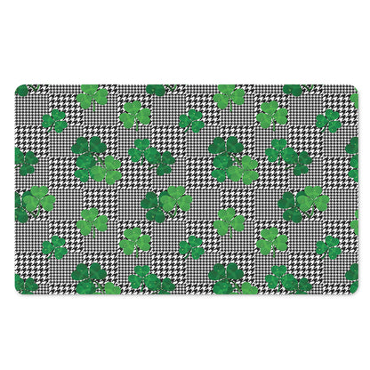 Shamrocks Houndstooth Pattern Print Polyester Doormat