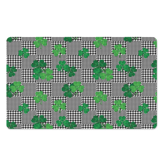 Shamrocks Houndstooth Pattern Print Polyester Doormat