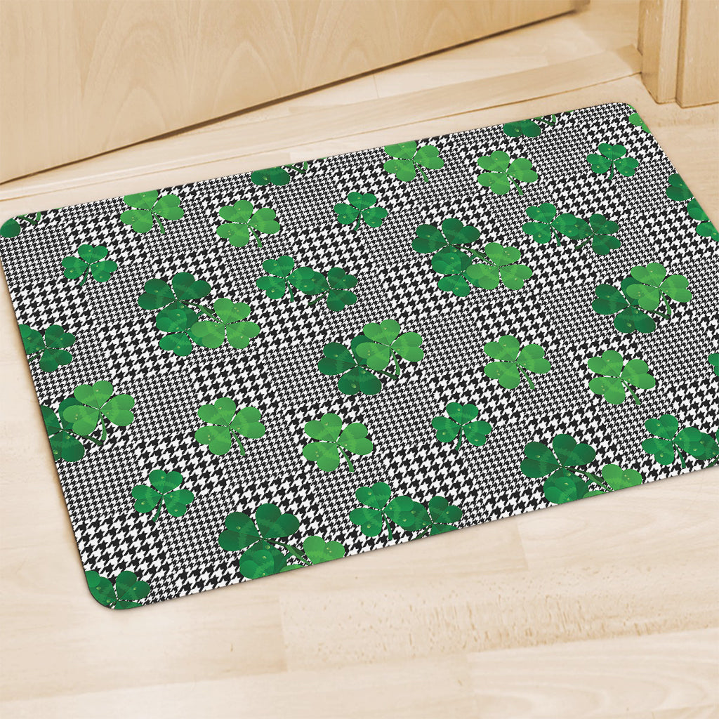 Shamrocks Houndstooth Pattern Print Polyester Doormat