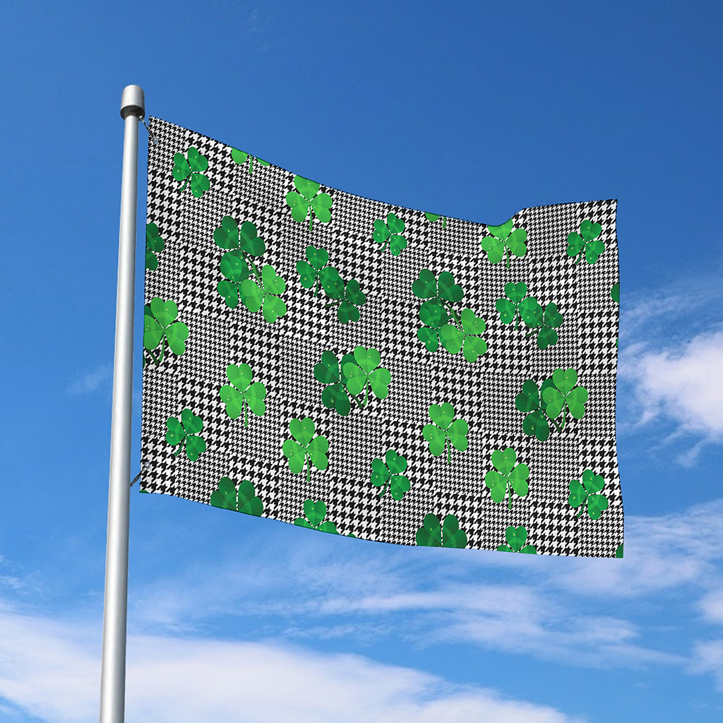 Shamrocks Houndstooth Pattern Print Polyester Flag