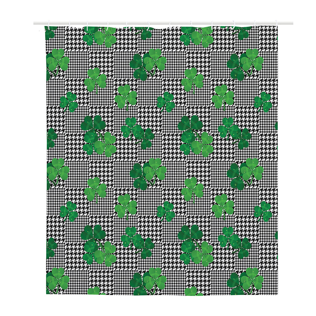 Shamrocks Houndstooth Pattern Print Polyester Shower Curtain