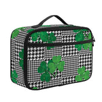 Shamrocks Houndstooth Pattern Print Portable Lunch Bag