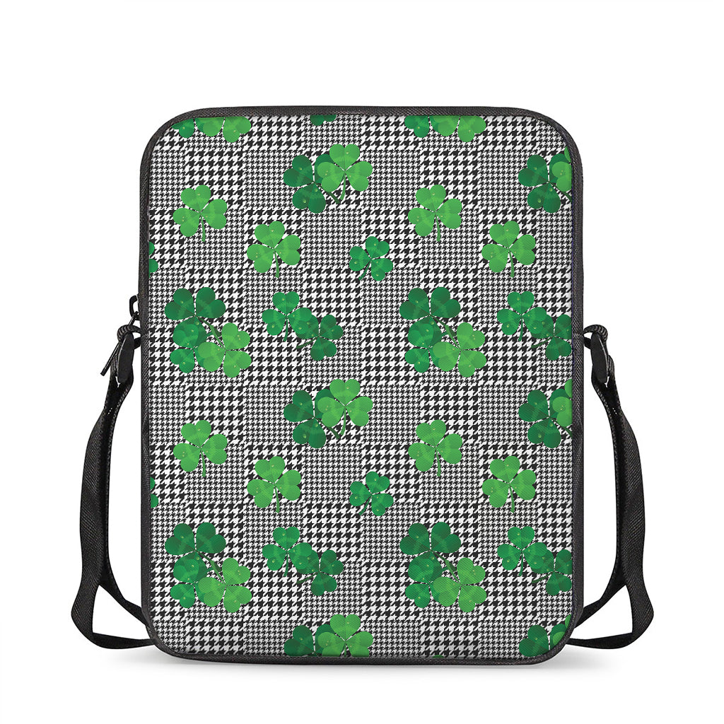 Shamrocks Houndstooth Pattern Print Rectangular Crossbody Bag