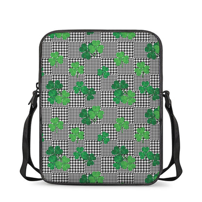 Shamrocks Houndstooth Pattern Print Rectangular Crossbody Bag