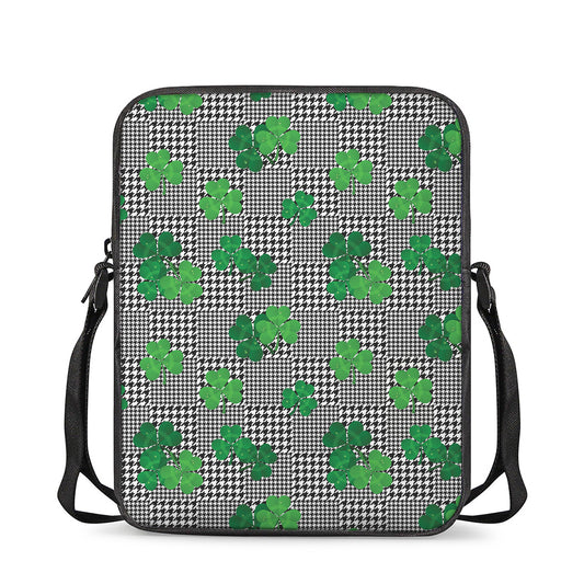 Shamrocks Houndstooth Pattern Print Rectangular Crossbody Bag