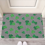 Shamrocks Houndstooth Pattern Print Rubber Doormat