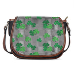 Shamrocks Houndstooth Pattern Print Saddle Bag