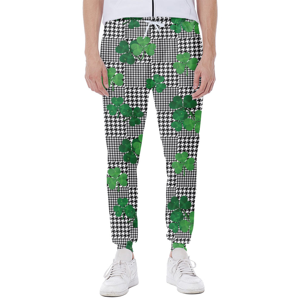 Shamrocks Houndstooth Pattern Print Scuba Joggers