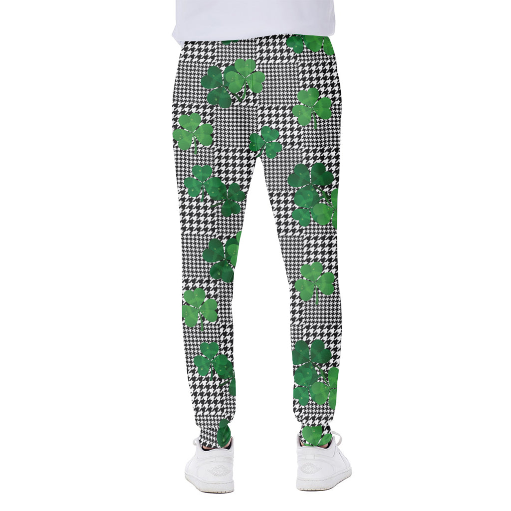 Shamrocks Houndstooth Pattern Print Scuba Joggers