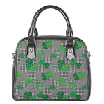 Shamrocks Houndstooth Pattern Print Shoulder Handbag