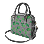 Shamrocks Houndstooth Pattern Print Shoulder Handbag