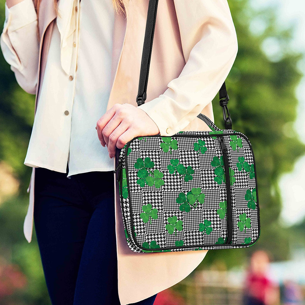 Shamrocks Houndstooth Pattern Print Shoulder Strap Bible Bag