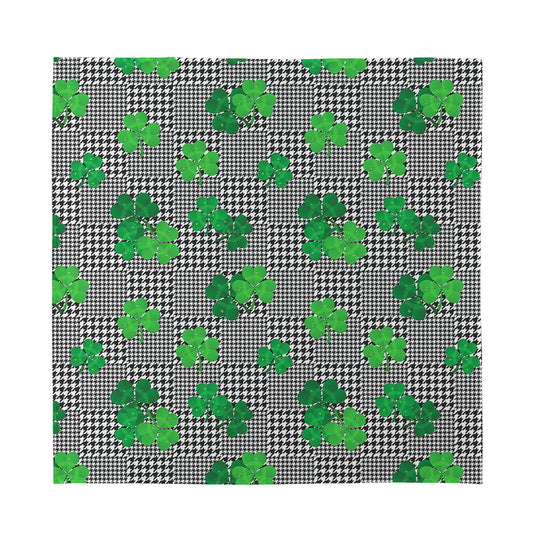Shamrocks Houndstooth Pattern Print Silk Bandana