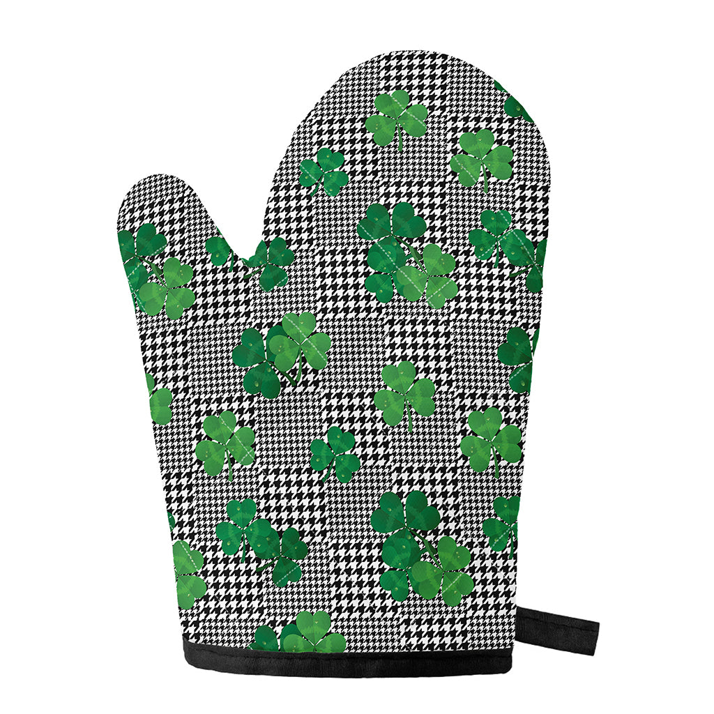 Shamrocks Houndstooth Pattern Print Single Oven Mitt