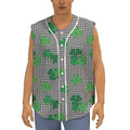 Shamrocks Houndstooth Pattern Print Sleeveless Baseball Jersey