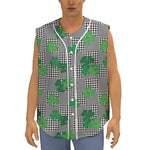 Shamrocks Houndstooth Pattern Print Sleeveless Baseball Jersey